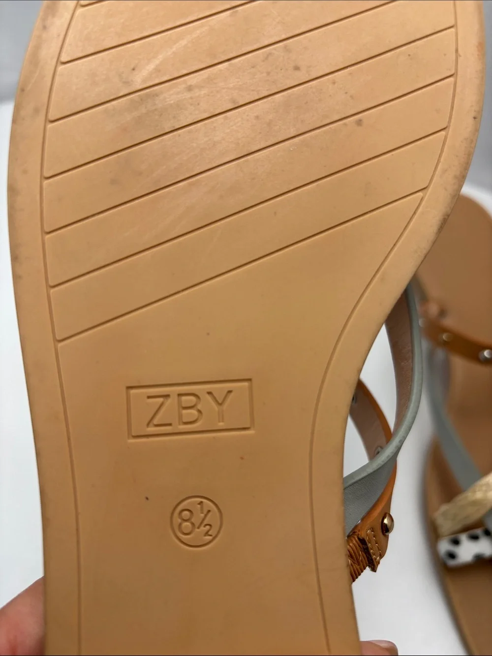 ZBY Womens 8.5 Multi-Texture Leopard Studs Strappy Slide Sandals - Tan #473